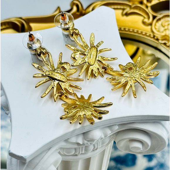 🆕 OSCAR DE LA RENTA 🧿 NWOT Starburst Faux Pearl Drop Earrings - Picture 10 of 11